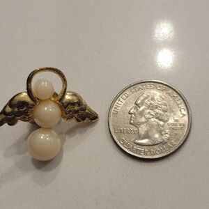 Elegant Gold and Cream Angel Brooch